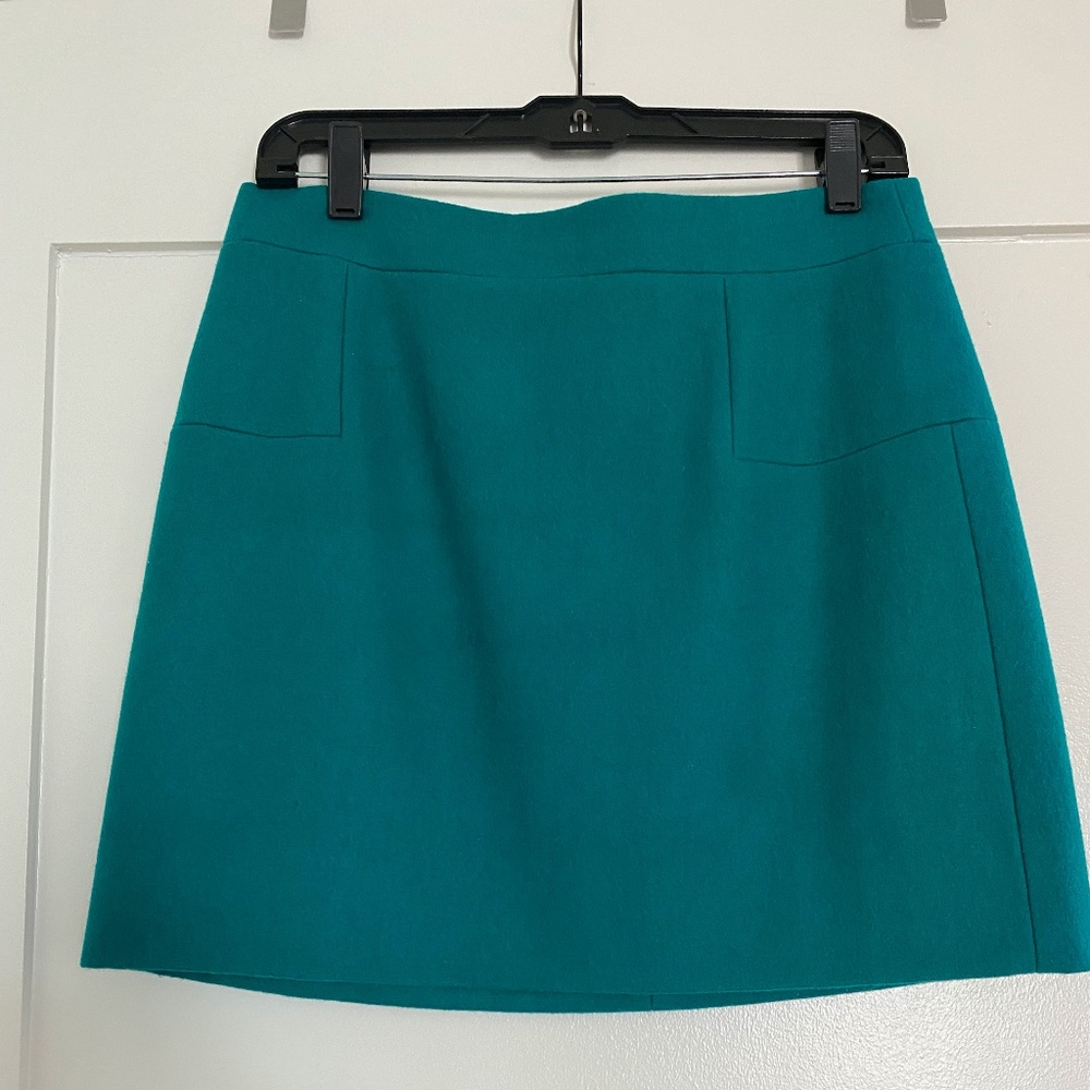 J CREW WOOL MIDI SKIRT - TEAL